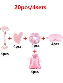 20pcs/4sets The Silky Styling Tool Gift Set, Including A Silky Sleep Mask, A Female Facial Massager, A Hair Band, And A Silky Gift Bag, Is Perfect For Ladies' Parties, Bridal Favors, Wedding Favors, Mother's Day Gifts, Holiday Gifts, Anniversaries, Christmas Gifts, Birthday Gifts, And Party Supplies