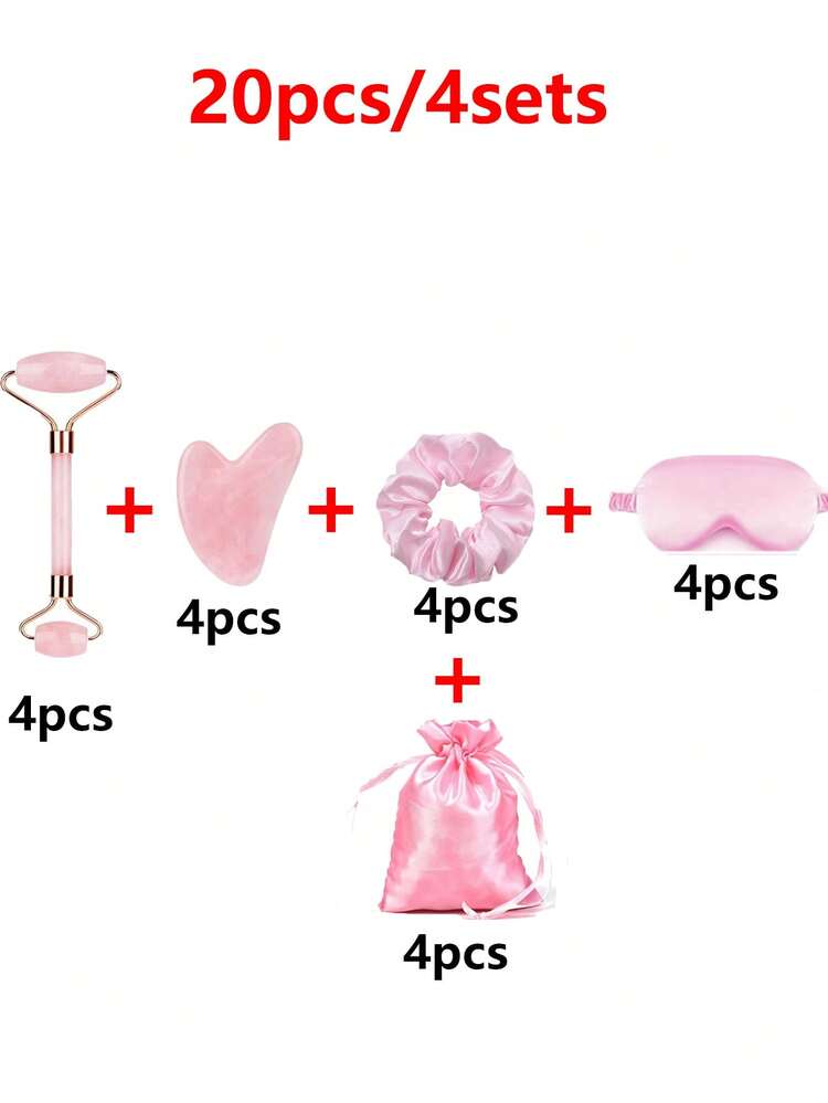 20pcs/4sets The Silky Styling Tool Gift Set, Including A Silky Sleep Mask, A Female Facial Massager, A Hair Band, And A Silky Gift Bag, Is Perfect For Ladies' Parties, Bridal Favors, Wedding Favors, Mother's Day Gifts, Holiday Gifts, Anniversaries, Christmas Gifts, Birthday Gifts, And Party Supplies - Multicolor - View 11