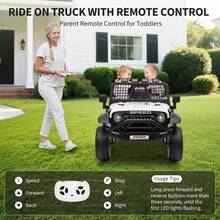 Huisuilinss Ride On Truck,12V Kids Electric Car,Ride On Car With Remote Control,Music Player,LED Lights,Ride On Toy For Boys & Girls - White - View 2