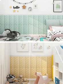 1pc 3D Embossed Foam Wallpaper With Imitation Leather Grain, Soft And Textured, Self-Adhesive Foam Wall Sticker, Reusable And Cuttable, Bedroom Decorative Background, Soundproof And Thickened Wall Covering, Bedside Soft Package, Waterproof, Moisture-Proof, Dust-Proof And Collision-Proof Sticker - Multicolor - View 8