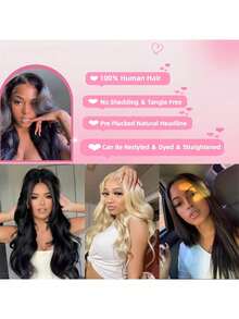 42 Inch 250% Density Wear And Go Glueless Wigs Human Hair Pre Plucked Pre Cut 13x4 HD Lace Wigs Body Wave Lace Front Wigs Human Hair For Women 250% Density Natural Black