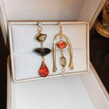 Vintage Colorful Irregular Drop Earrings For Women Fashion Asymmetric Design Earrings Jewelry - 彩色 - 查看 5