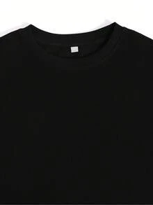Camiseta gráfica casual para mujer con diseño de rosas y cruces - Suave, ajuste holgado, manga corta, cuello redondo, negro con alas blancas y diseño de rosas rojas, camiseta deportiva |   Ropa de ocio |   Uso cómodo - Negro - Ver 5
