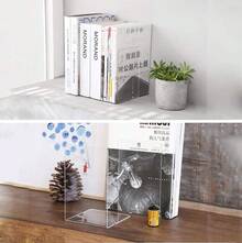 Kioneer 3 Pairs Acrylic Bookends Clear Book Ends For Shelves,Plastic Non-Slip Bookend Bedroom Library Office School And Desktop Organizer - Trong sáng - Xem 4