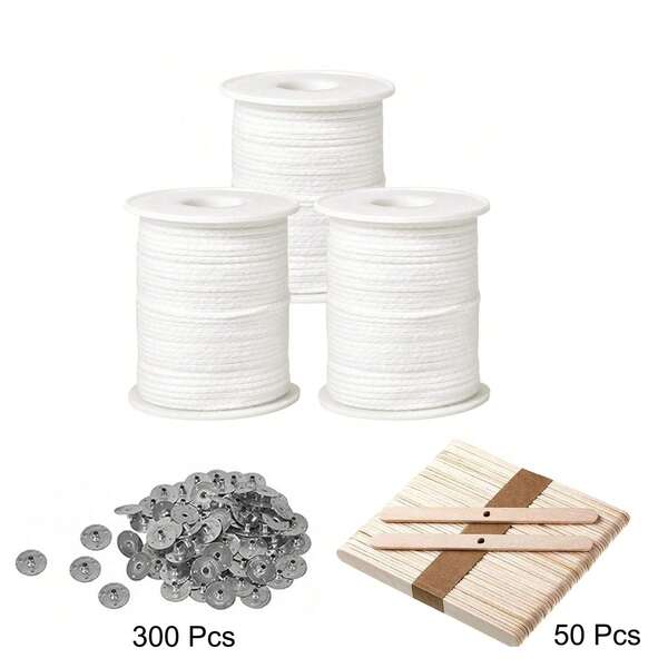 3 Roll 183 Meters Candle Wicks, Wax Wick, Lamp Wick, Candle Wick Rope, Cotton Candle Wicks Roll, Handmade Candle Supplies, Smokeless Cotton Candle Wick For DIY Handmade Candle Making Candles DIY Craft