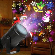 1 pieza Proyector LED de Navidad - Luz nocturna que cambia de color RGB - Con copos de nieve, sombreros de Papá Noel, renos, regalos - Decoraciones navideñas que giran automáticamente, para usar en familia, fiestas, ventanas - Decoraciones navideñas enchufar y listo, iluminación navideña, diseño interesante y decoración del hogar. - Negro - Ver 6