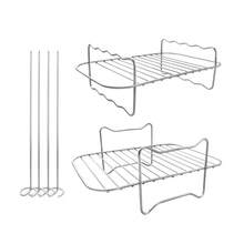 6pcs Air Fryer Rack, Steam Rack, Double Pot Accessories, Rectangular Grill Rack, Stainless Steel Double Layer Steamer Rack, Home Oven Fish Grill Rack, Multi-Functional Rectangular Rack, Food Contact Kitchen Tool, Compatible With Most Air Fryers, Convenient For Cooking, Cooling Rack, Dehydrating Rack, Baking Rack, Air Fryer Accessories, Halloween Christmas Gift, Happy Eid, Perfect Mom Gift, Cooking Gadget