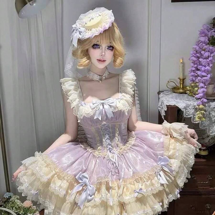 Lolita Outfit - 小芙碟紫jsk單裙子送飛機盒 - 查看 1