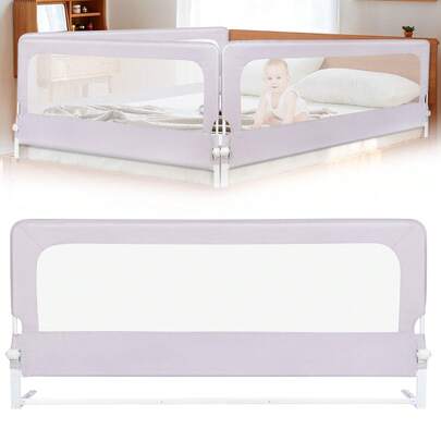 Barandilla de cama de 200 cm/180 cm/150 cm, barandilla de cama para bebé con altura ajustable, barandilla de cama infantil para camas infantiles, camas de padres y todos los colchones, camas de madera maciza - gris