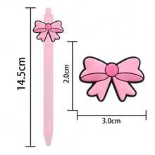 8 canetas esferográficas da série laço rosa, artigos de papelaria para estudantes, canetas coloridas de gel macio de PVC, canetas rosa para meninas, material de escritório adequado para presente feminino