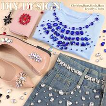 透明缝制水钻，118 件缝制水钻金属背面爪镶缝纫爪水钻混合形状缝制玻璃宝石适用于珠宝、衣服、服饰、鞋子、连衣裙、服装