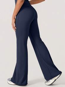 NcmRyu 1件装女士高腰V型提拉塑形喇叭运动紧身裤 - 藏蓝色 - 查看 6