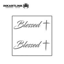 Hình xăm tạm thời INKARTLINK, có họa tiết chữ thập, chủ đề chữ viết tay, không thấm nước, bền lâu 1-2 tuần, hình xăm chân thực - màu đen - Xem 3