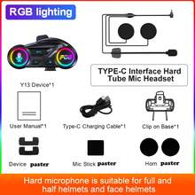 Y13 Motorcycle Bluetooth Helmet Headset Wireless Motorbike Hands-Free Call Speaker Kit Music Player Waterproof Cycling Earphone With Ambient Light