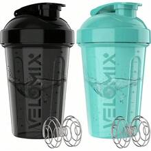 2 Pack 20oz Shaker Bottles With Stainless Steel Balls Leakproof Odor Resistant For Protein Smoothies Gym Travel Halloween Fitness Gift - 黑色/綠松石色 - 查看 1