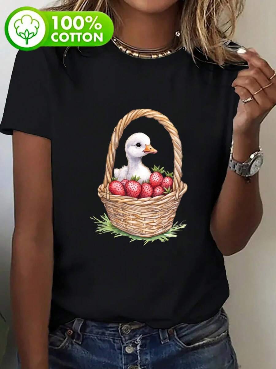 Camiseta grande para mujer, ajuste holgado, manga corta, estilo casual, adecuada para primavera y verano, nueva moda para mujer, camisetas holgadas para salidas en casa. - Negro - Ver 1