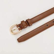 1pc Solid Color Casual PU Leather Waist Belt, Slim Design, Suitable For Women All Seasons Summer, School Fall, Autumn, Halloween - A - Xem 7