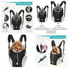 Bolsa porttil para Mascotas Mochila Frontal para Perros de Viaje de Viaje Transpirable para Portador de para Viajar Senderismo Camping S - Negro - Negro-Pequeño - Ver 1