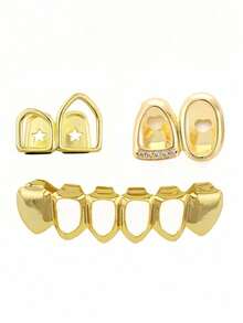 1 szt./zestaw Unikalne, puste, cyrkonowe grille na zęby, zawiera 4 otwory na 6 zębów, akcesoria do biżuterii w stylu hip-hop, odpowiednie do cosplayu, na scenę, festiwale, prezenty, w zestawie z formą dentystyczną. 1 zestaw Unikalne, puste, cyrkonowe grille na zęby, zawiera 4 otwory na 6 zębów, akcesoria do biżuterii w stylu hip-hop, odpowiednie do cosplayu, na scenę, festiwale, prezenty, w zestawie z formą dentystyczną.