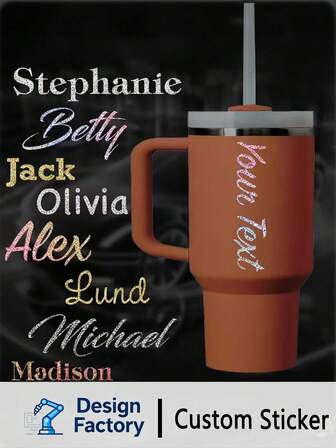 1pc Customizable Glitter Name Sticker - Easy To Apply, No Residue, Great For Boats, Vehicles, Windows, Tumblers, Walls, Doors, Drawers, Fridges - Personalized Glitter Finish, Self-Adhesive, Single Use, Metallic Finish, Asymmetrical Shape, Customized Name Sticker | Glitter Finish | Self-Adhesive Name Sticker