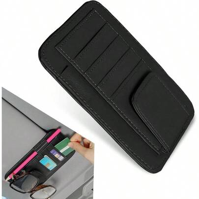 1 PIEZA Clip de almacenamiento multifuncional para parasol de coche, Estante de almacenamiento de acceso con una sola mano de 4.9x 6.1, Organizador portátil de clasificación, Negro universal