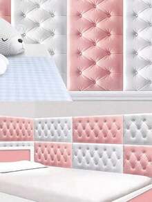 1pc 3D Embossed Foam Wallpaper With Imitation Leather Grain, Soft And Textured, Self-Adhesive Foam Wall Sticker, Reusable And Cuttable, Bedroom Decorative Background, Soundproof And Thickened Wall Covering, Bedside Soft Package, Waterproof, Moisture-Proof, Dust-Proof And Collision-Proof Sticker - Multicolor - View 6