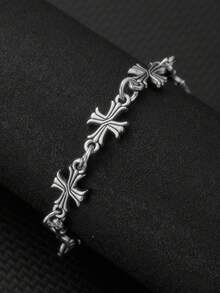 1 件个性化朋克风格男士首饰套装，嘻哈十字架项链手链，适合女士 Y2k 配饰