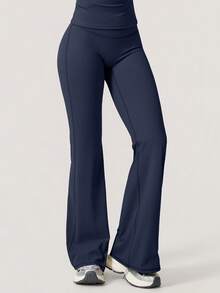 NcmRyu 1件装女士高腰V型提拉塑形喇叭运动紧身裤 - 藏蓝色 - 查看 7