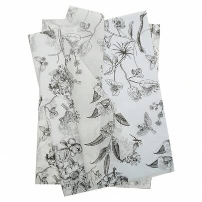 10/50/100pcs Black Vintage Bird & Floral Pattern Gift Wrapping Tissue Paper Set - Suitable For Gift Wrapping, Bouquet Wrapping, Clothing Packaging, Home Decor, Arts & Crafts, DIY, Packaging Bags, Birthday Decoration, Wedding Decoration, Gift Decoration, Party Favors, Suitable For Christmas, Thanksgiving, Harvest Festival, Etc.