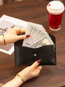 1pc PU Leather Money Envelopes For Cash, Reusable Cash Envelope Wallet For Travel And Budgeting, Multifunctional Banknote Wallet Cover Envelope Clip Coin