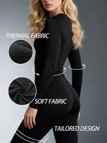 8PCS Winter Clothes For Women,Women Solid Color Long Sleeve Top And Pants Innerwear For Winter,Thermal Set Women,Perfect For Indoor Lounging & Office Layering