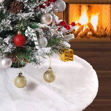 White Tree Skirts 24 Inches Plush Tree Skirt Small Faux Fur Tree Mats Small Trees Xmas Party Holiday Decorations