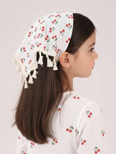 1 Băng đô cài tóc hình tam giác tua rua anh đào cho bé gái, thích hợp để trang trí hàng ngày