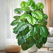 Lá hoa loa kèn/lá táo nhân tạo chất lượng cao, lá Monstera, kích thước 60-130cm/51.1in, cây cảnh sống động như thật, thích hợp trang trí nhà cửa, văn phòng trong dịp lễ. - Màu xanh Ô liu - Xem 2