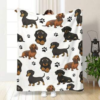 1 Stück neue Dackel Hund bedruckte weiche Plüschdecke, digital bedruckter Überwurf als Geschenk für Freunde, Klimaanlage Quilt, Büro Nickerchen, vintage lässige Decke, Wandbehang