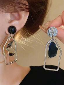 1 Pair Unique Geometric Asymmetrical Oversized Colorblock Dangle Earrings –  Fashion Jewelry Accessories For Women, Perfect For Daily Wear, Parties & Gifts - Gold - 查看 1