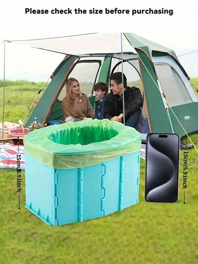 1 pièce Toilette de camping pliable portable - Conception compacte et légère avec poignée de transport pour les voyages et l'extérieur - Toilette d'urgence réutilisable et lavable pour les kits de voiture, le camping en VR, la randonnée et la préparation aux catastrophes - Indispensable pour le camping d'automne, l'essentiel pour les voyages routiers, l'équipement de survie, l'extérieur, la mise à niveau de la trousse d'urgence hivernale (sac de nettoyage de couleur aléatoire)
