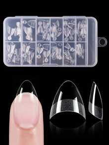 120pcs Matte Almond False Nails, Semi-Covered Pre-Polished Acrylic Nail Tips, 12 Size Options, Easy To Apply Nail Supplies - Clear - View 1