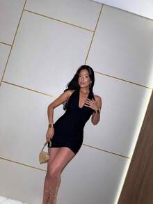 Women's Christmas Dresses Elegant Fashion V-Neck - Multi-Form Ties - màu đen - Xem 2