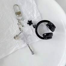 1pc New Music Headphone Keychain, Unisex, Creative Mini Guitar Note Heart Decor Accessory, Phone Strap, Backpack Hanging Ornament, Music Lover Gift Christmas Bag Charms Car Accessories Teacher Friend Sister Gift Ideas