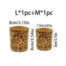 1个复古豹纹烛台，空杯，浪漫烛光晚餐装饰，香薰蜡烛杯，桌面摆件，节日派对用品，送给家人和朋友的礼物 - 彩色 - 查看 17