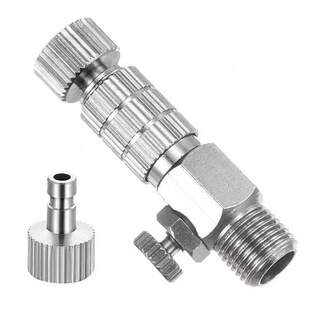 YOULUN 1 件可调压力喷笔螺纹旋转通用公制高压 360 度气动连接器，纯铜带阀快速接头，1 件快速插入公连接器