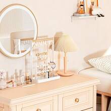 Jewelry Stand Holder Organizer, 4-Tier Necklace Holder With Ring Tray, 10 Hooks Necklaces Hanging Small Jewelry Display Storage Tower Tree For Bracelets Earrings Watches , White - 1PCS - View 8