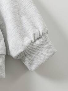 2 件女童甜美酷炫字母连帽衫套装，柔软亲肤，适合学校日常四季穿着 - 灰色 - 查看 4