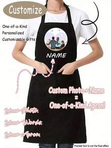 Customized Black Kitchen Cooking Apron, Modern Polyester Oil-Proof Apron, Custom Kitchen Apron, Nordic Home Apron, Personalized Cooking Apparel, Dustproof Chef Apron, Wedding Party Aprons, Sleeveless Kitchen Wear - Multicolor - View 2