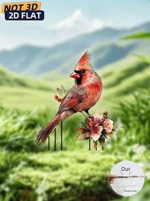 2D Flat, 1pc Proud Cardinal Decorative Sign - Suitable For Outdoor Planters, Lawns And Patios, Holidays, Weddings, Parties, Cardinal Lovers, Garden Themed Yards, Durable Marker, Acrylic Art Fit For 11 Occasions