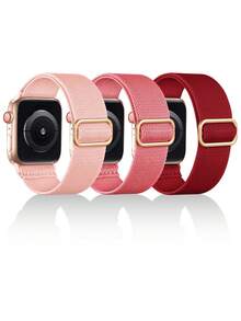chinbersky 3 Packungen Dehnbares Solo Loop Band kompatibel mit Apple Watch Band 38mm 40mm 41mm 42mm 44mm 45mm 46mm 49mm für Frauen Männer, verstellbarer Sport Elastik Nylon Armband für Series Ultra/SE/10/9/8/7/6/5/4/3/2/1