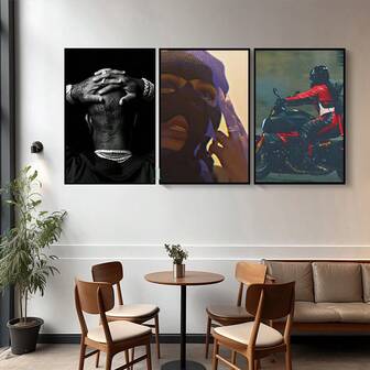 1幅无框现代说唱歌手帆布艺术印刷品 - 无框音乐海报 - 适用于客厅、卧室、办公室装饰 - 帆布 - 送给音乐爱好者和嘻哈乐迷的完美礼物，房间装饰美学，房间装饰用品，帆布墙艺术，卧室装饰。