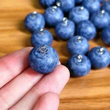 5/10/15pcs Cute 3D Blueberry Resin Fruit Charms - Realistic Glossy Simulated Berries With Natural Seed Texture, Vibrant Blue DIY Jewelry Making, Keychain Accessories, Earrings Findings & Handmade Crafts Beads (No Coating, Durable Resin) - Blue - View 7