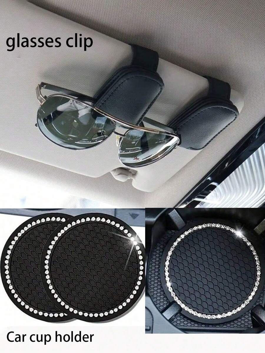 3pcs Car Visor Fashion Glasses Clip, Multi-Function Car Fashion Glasses Holder, Visor Fashion Glasses Rack, Car Fashion Glasses Box And Multi-Function Storage Clip, Magnetic Fashion Glasses Clip, Bill Clip, Visor Fashion Glasses Storage Organizer